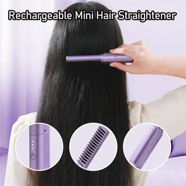 2-in-1 Hair Styling Brush, Straightener, Curler Comb | Negative Ion Heating – Rechargeable (random Color)              Product ID: 1854300 Product vendor