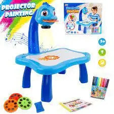 Blue Learning and Drawing Projector Painting Set, Kids Drawing Projector Table, Child Learning Desk, Smart Projector with Light Music