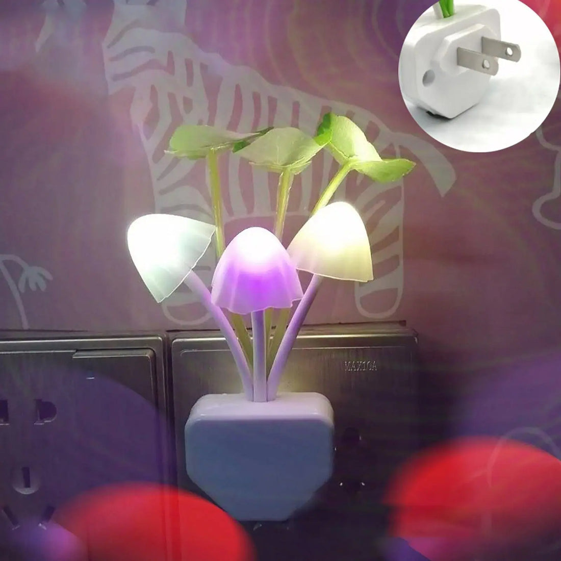 New automatic Fashion Night Light Romantic Multi Colorful Sensor LED Mushroom Night Light Wall Lamp Mashroom Lamp , mushroom night switch lamp , Plug sensor lamp