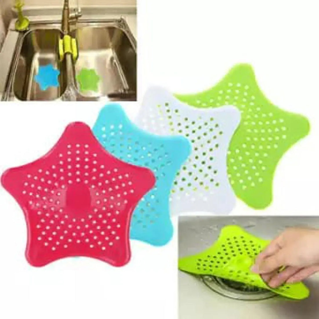 Pack of ( 4 ) Silicone Rubber Five-pointed Star Sink Filter Sea Star Drain Cover Sink Strainer Leakage Filter for Kitchen and Bathroom Product vendor